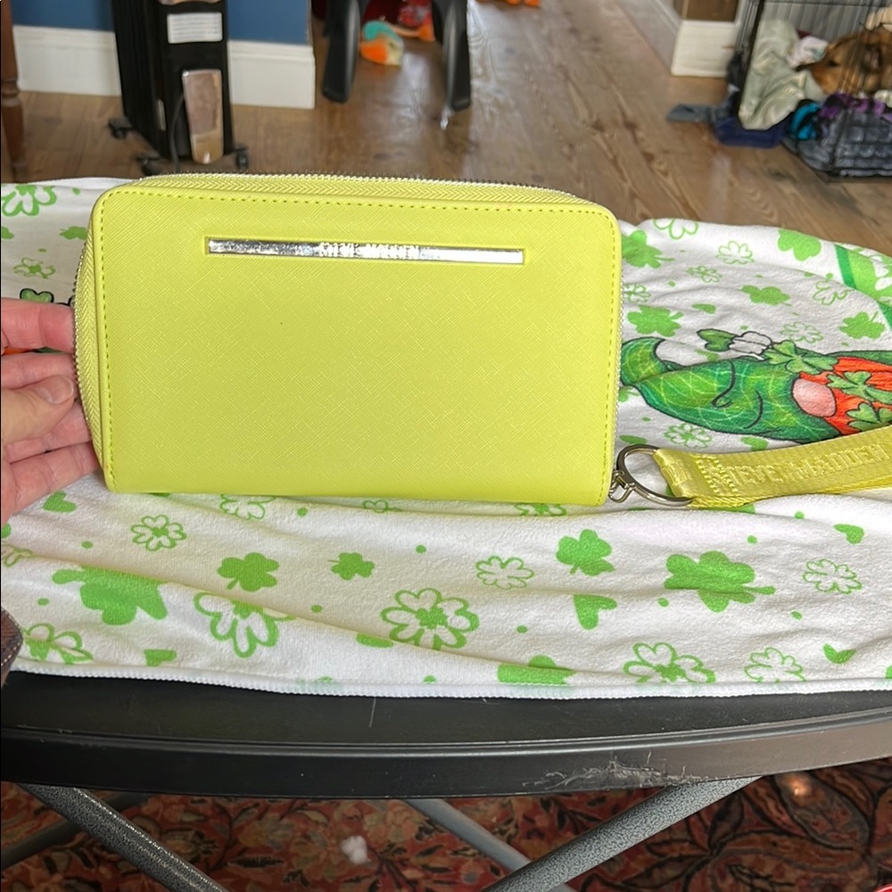 Bright Yellow Wallet with Strap Steve Madden
